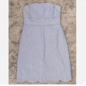 NWT-Vineyard Vines Blue Linen/Cotton Chambray Strapless Dress Size 16